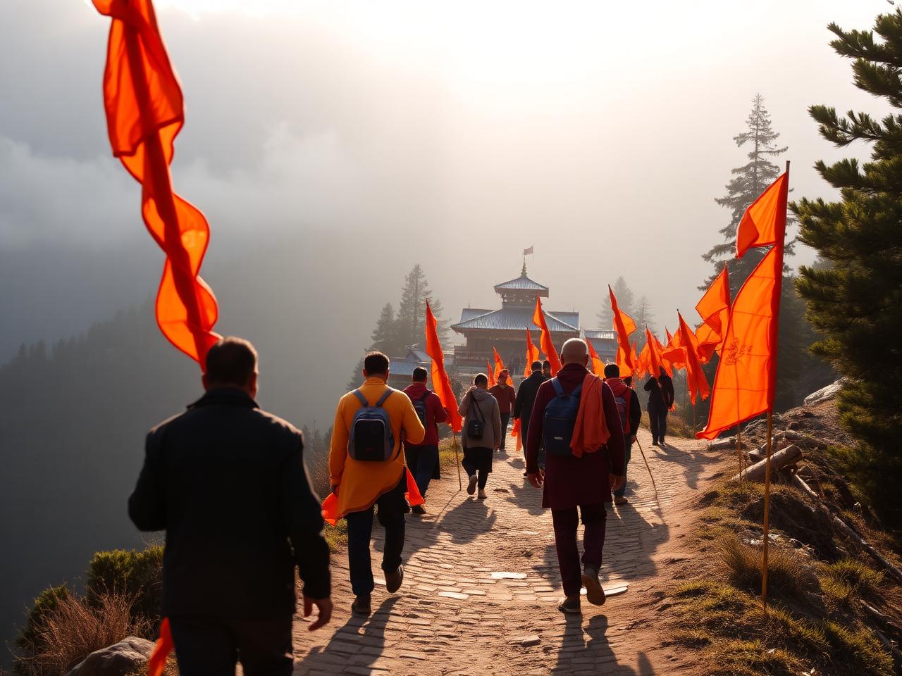 Pilgrims on trail